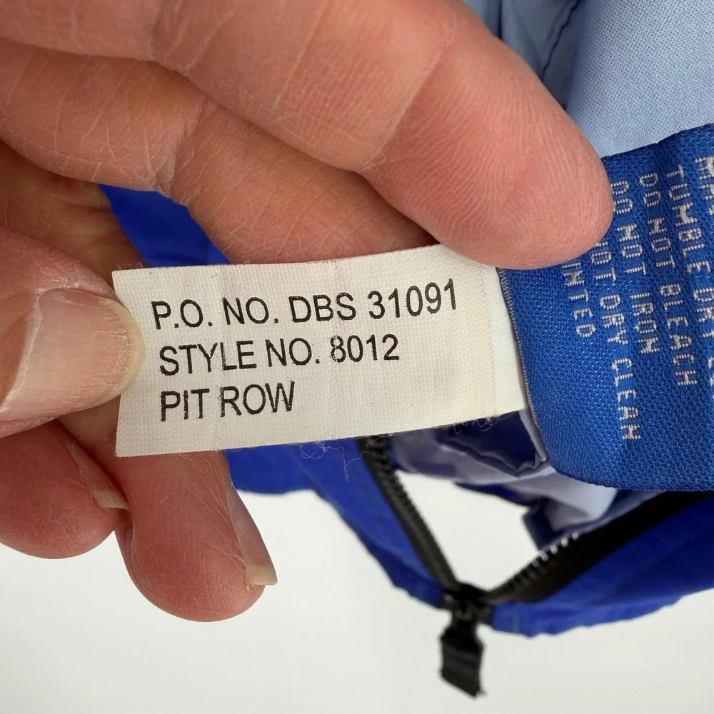 VTG 90s Dunbrooke Pit‎ Row Colorblock Windbreaker XL Blue Vented Embroidered